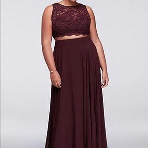 David’s bridal wine 2 piece dress. Brand new